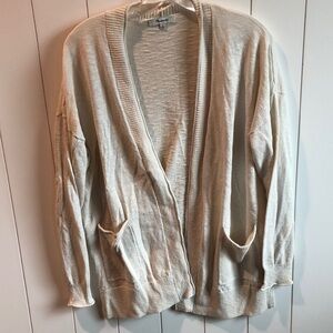 Madewell Cozy Cream Cardigan Sweater oatmeal cotton blend nubby expire M